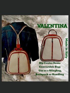 Valentina Leather Made in Italy Convertible Zip Ring Backpack